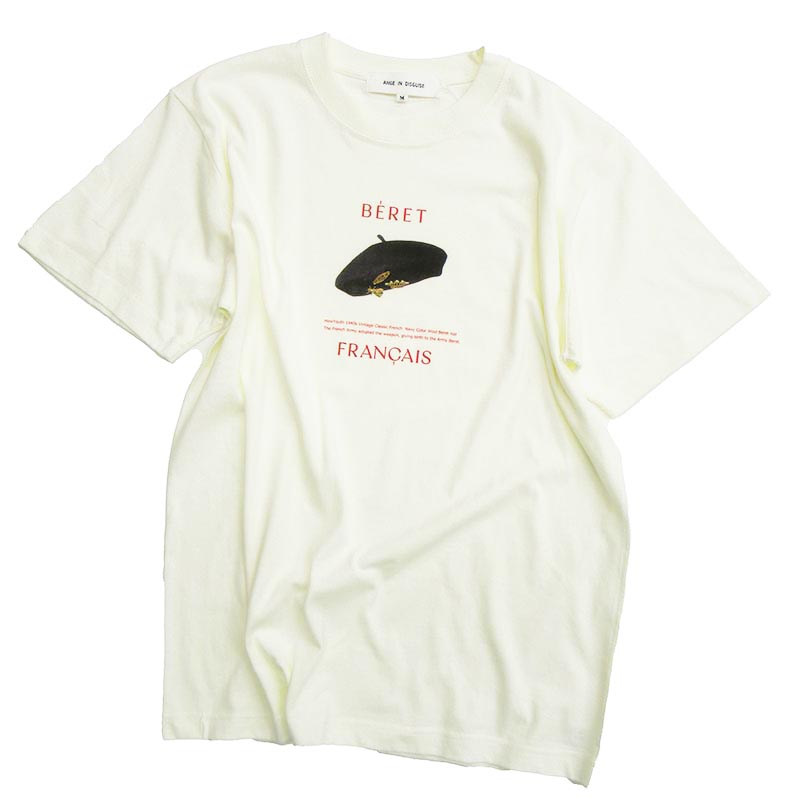 ANGE IN DISGUISE プリントTシャツ　"BERET" /VANILLA